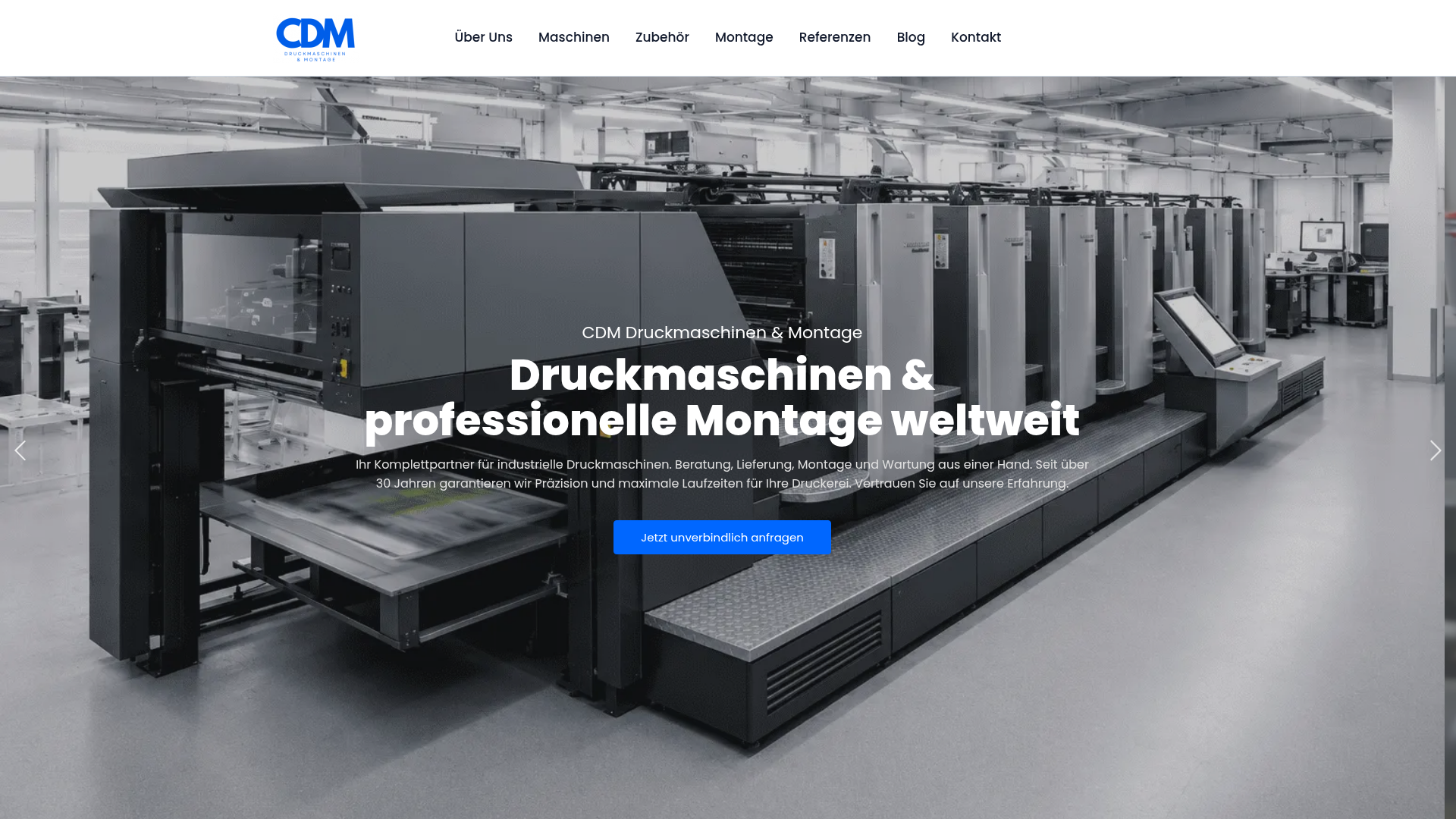 Webseite Referenz CDM Druckmaschinen